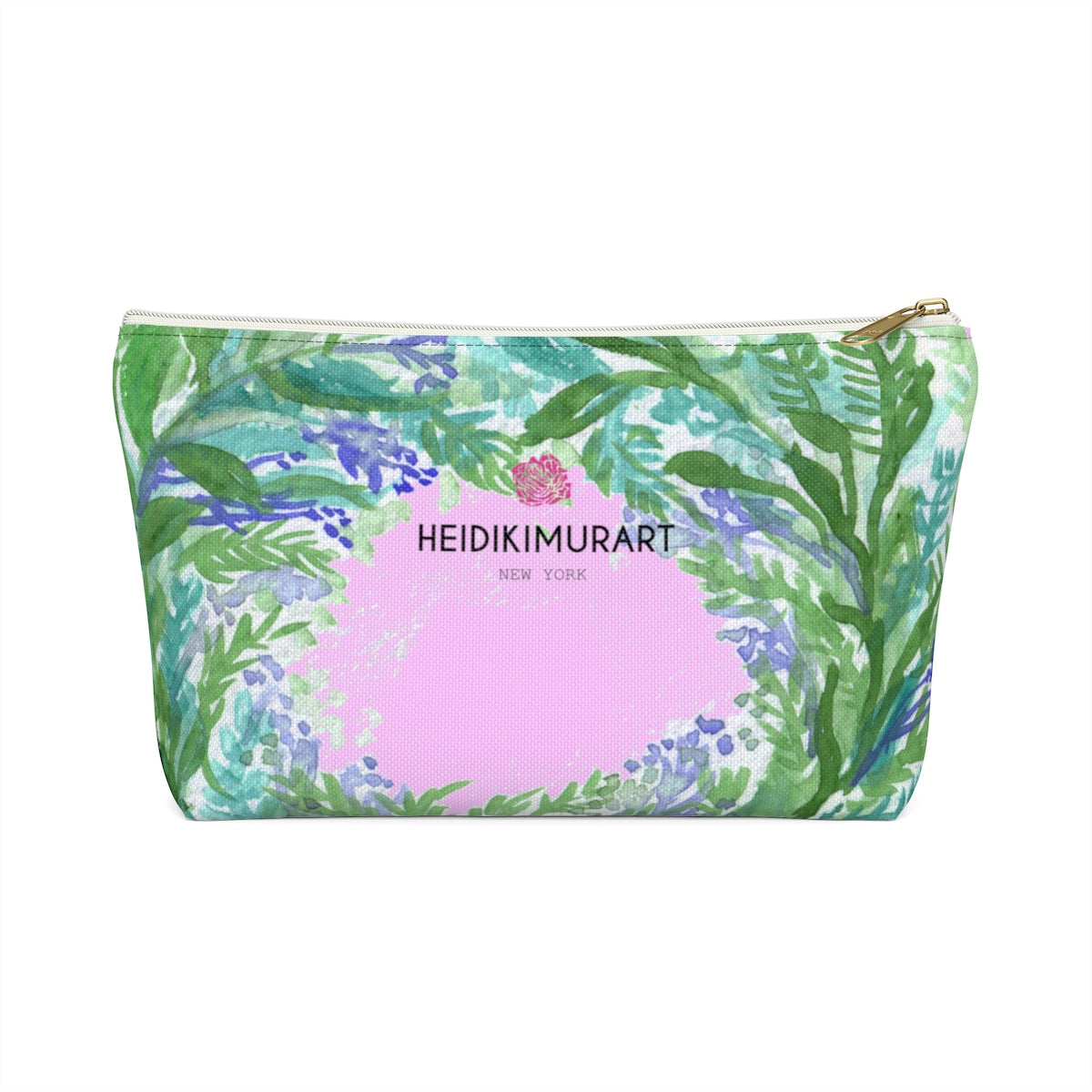 Pink French Lavender Floral Print Accessory Pouch with T-bottom-Accessory Pouch-White-Small-Heidi Kimura Art LLC