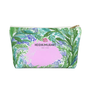 Pink French Lavender Floral Print Accessory Pouch with T-bottom-Accessory Pouch-White-Small-Heidi Kimura Art LLC