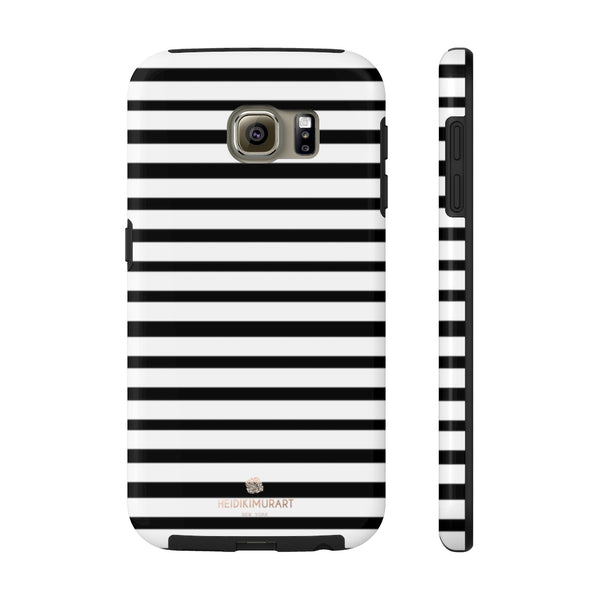 Black White Striped iPhone Case, Designer Case Mate Tough Samsung Galaxy Phone Cases-Phone Case-Printify-Samsung Galaxy S6 Tough-Heidi Kimura Art LLC