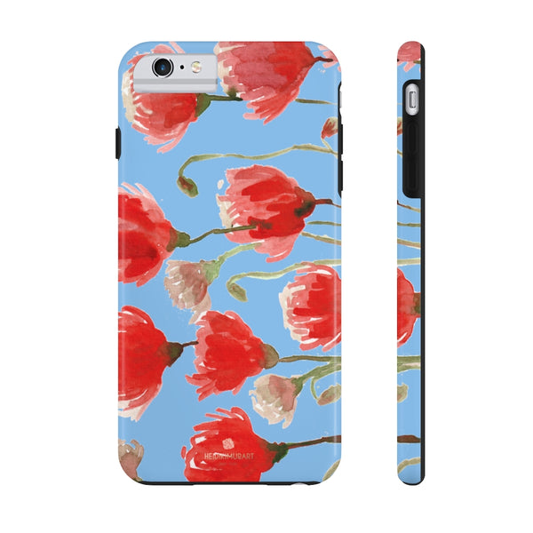 Blue Red Tulip Phone Case, Floral Print Flower Case Mate Tough Phone Cases-Made in USA - Heidikimurart Limited 