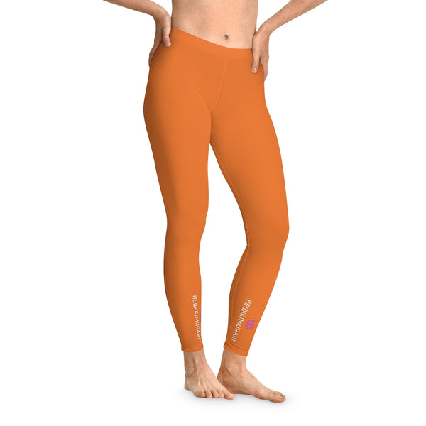Happy Orange Solid Color Tights, Orange Solid Color Designer Comfy Women's Stretchy Leggings- Made in USA
