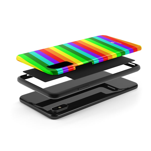 Rainbow Stripe Gay Pride iPhone Case, Colorful Case Mate Tough Samsung Galaxy Phone Cases-Phone Case-Printify-Heidi Kimura Art LLC