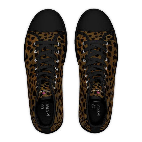 Brown Cheetah Print Ladies' High Tops, Best Women's High Top Sneakers