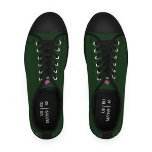 Dark Green Color Ladies' Sneakers, Solid Color Best Designer Women's Low Top Sneakers
