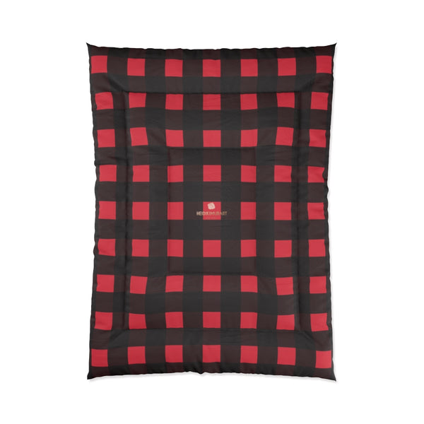 Red Buffalo Plaid Print Best Comforter For King/Queen/Full/Twin Bed - Made in USA-Comforter-68x92 (Full Size)-Heidi Kimura Art LLC