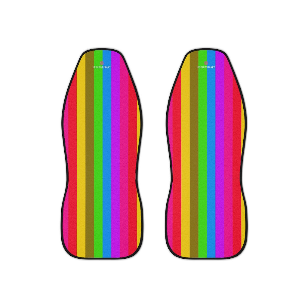 Rainbow Stripes Car Seat Covers, Gay Pride Rainbow LGBTQ Friendly Vertically Striped 2-Pcs Set (48.03" × 18.50") Polyester Car Seat Covers, Best Car Accessories Essential Premium Quality Best Soft Luxury Car Seat - 2 Pack For Your Car Seat Protection, Car Seat Protectors, Designer Car Seat Accessories, Pair of 2 Front Seat Covers, Custom Seat Covers, Luxury Car Seat Covers, Best Car Seat Covers