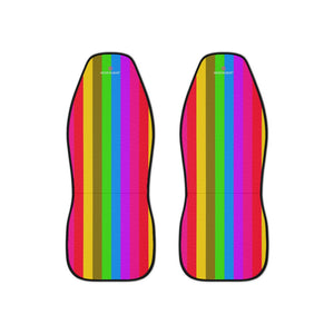 Rainbow Stripes Car Seat Covers, Gay Pride Rainbow LGBTQ Friendly Vertically Striped 2-Pcs Set (48.03" × 18.50") Polyester Car Seat Covers, Best Car Accessories Essential Premium Quality Best Soft Luxury Car Seat - 2 Pack For Your Car Seat Protection, Car Seat Protectors, Designer Car Seat Accessories, Pair of 2 Front Seat Covers, Custom Seat Covers, Luxury Car Seat Covers, Best Car Seat Covers