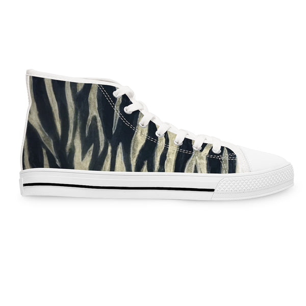 Black Tiger Ladies' High Tops, Tiger Striped Best Women's High Top Sneakers