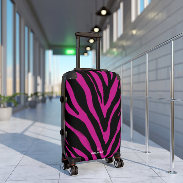 Hot Pink Zebra Print Suitcases, Zebra Striped Animal Print Designer Suitcase Luggage (Small, Medium, Large)