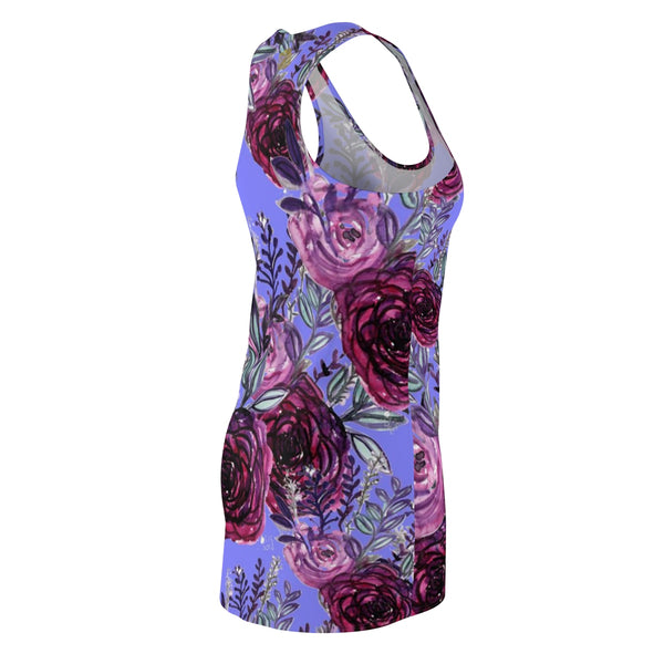 Pastel Purple Rose Floral Print Women's Racerback Dress-Made in USA (US Size: XS-2XL)-Women's Sleeveless Dress-Heidi Kimura Art LLC