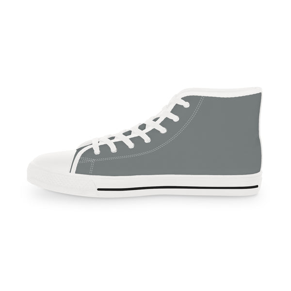 Dark Grey Men's High Tops, Grey Modern Minimalist Best Men's High Top Sneakers (US Size: 5-14)