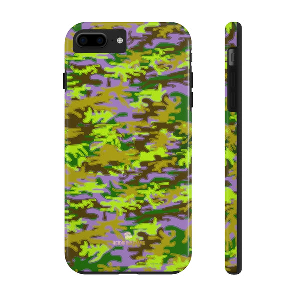 Purple Green Camo iPhone Case, Case Mate Tough Samsung Galaxy Phone Cases-Phone Case-Printify-iPhone 7 Plus, iPhone 8 Plus Tough-Heidi Kimura Art LLC