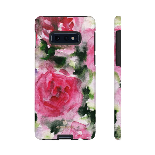 Pink Rose Floral Tough Cases, Flower Print Best Designer Phone Case-Made in USA-Phone Case-Printify-Samsung Galaxy S10E-Glossy-Heidi Kimura Art LLC