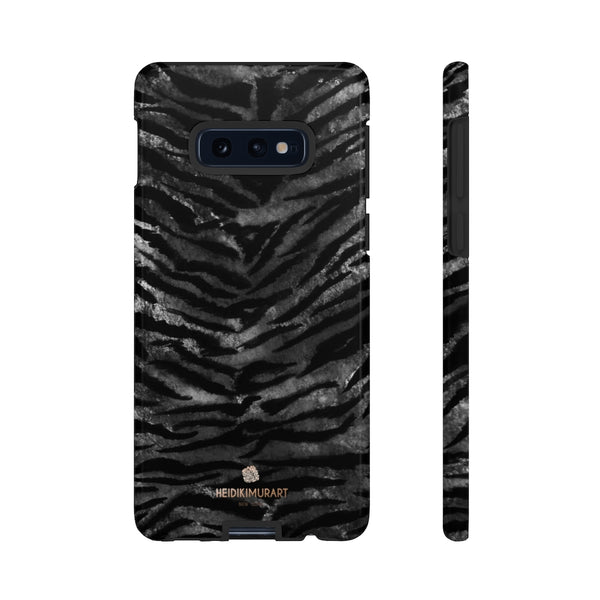Black Tiger Stripe Tough Cases, Animal Print Best Designer Phone Case-Made in USA-Phone Case-Printify-Samsung Galaxy S10E-Glossy-Heidi Kimura Art LLC