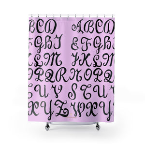 Pink Alphabet Calligraphy Lettering Modern Bathroom Shower Curtains-Printed in USA-Shower Curtain-71" x 74"-Heidi Kimura Art LLC