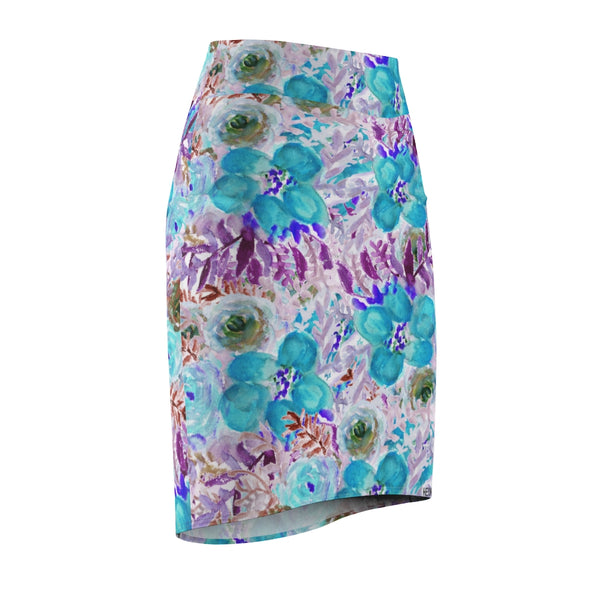 Purple Floral Women's Pencil Skirt - Heidikimurart Limited 