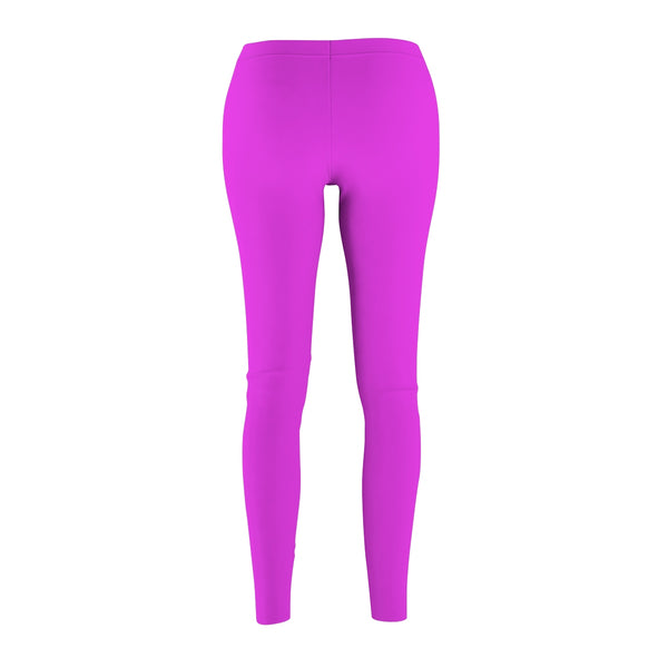 Bright Pink Classic Solid Color Women's Casual Fashion Tight Leggings - Made in USA-Casual Leggings-Heidi Kimura Art LLC