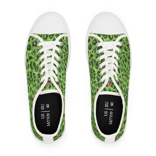 Green Leopard Ladies' Sneakers, Green Leopard Animal Print Basic Essential Women's Low Top Sneakers Tennis Shoes, Canvas Fashion Sneakers With Durable Rubber Outsoles and Shock-Absorbing Layer and Memory Foam Insoles (US Size: 5.5-12)