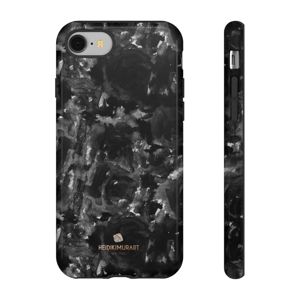Black Rose Floral Tough Cases, Abstract Print Best Designer Phone Case-Made in USA-Phone Case-Printify-iPhone 8-Glossy-Heidi Kimura Art LLC