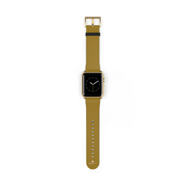 Brown Solid Color Print 38mm/42mm Premium Watch Band For Apple Watch- Made in USA-Watch Band-42 mm-Gold Matte-Heidi Kimura Art LLC