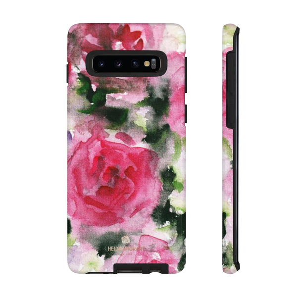 Pink Rose Floral Tough Cases, Flower Print Best Designer Phone Case-Made in USA-Phone Case-Printify-Samsung Galaxy S10-Glossy-Heidi Kimura Art LLC