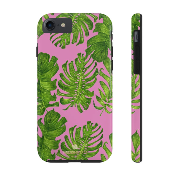 Pink Green Tropical Leaf iPhone Case, Hawaiian Case Mate Tough Samsung Galaxy Phone Cases-Phone Case-Printify-iPhone 7, iPhone 8 Tough-Heidi Kimura Art LLC