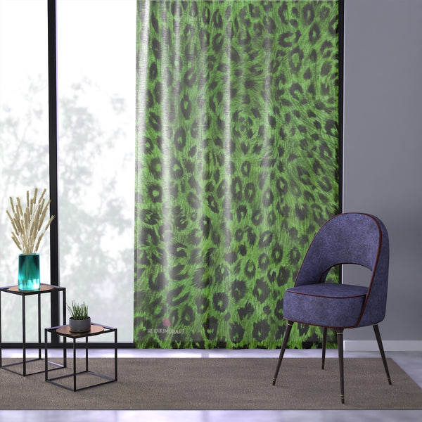 Green Leopard Print Window Curtain