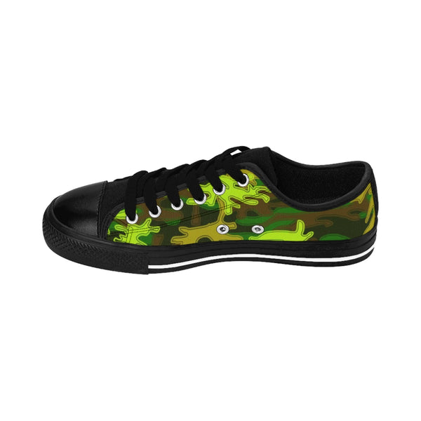Green Brown Camo Women's Sneakers, Army Military Camouflage Printed Fashion Canvas Tennis Shoes