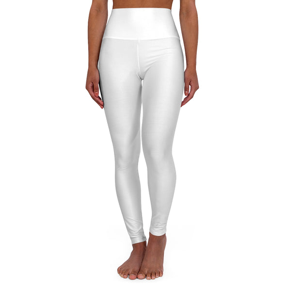 White High Waisted Yoga Leggings, Solid Color Long Women Yoga Tights-All Over Prints-Printify-Heidi Kimura Art LLC