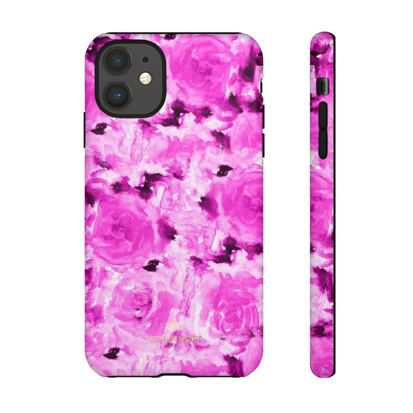 Hot Pink Floral Print Phone Case, Abstract Print Tough Cases, Designer Phone Case-Made in USA-Phone Case-Printify-iPhone 11-Matte-Heidi Kimura Art LLC