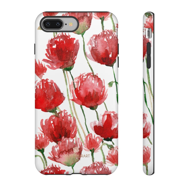 Red Tulips Floral Tough Cases, Roses Flower Print Best Designer Phone Case-Made in USA-Phone Case-Printify-iPhone 8 Plus-Matte-Heidi Kimura Art LLC