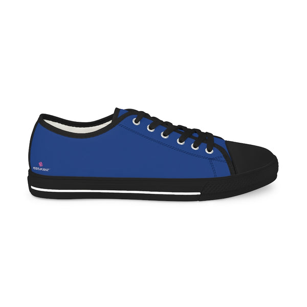 Dark Blue Solid Men's Sneakers, Solid Dark Blue Color Modern Minimalist Best Breathable Designer Men's Low Top Canvas Fashion Sneakers With Durable Rubber Outsoles and Shock-Absorbing Layer and Memory Foam Insoles (US Size: 5-14)