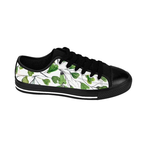 Green Maidenhair Print Men's Sneakers, Best Tropical Leaf Print Men's Low Top Tennis Shoes-Shoes-Printify-Heidi Kimura Art LLC