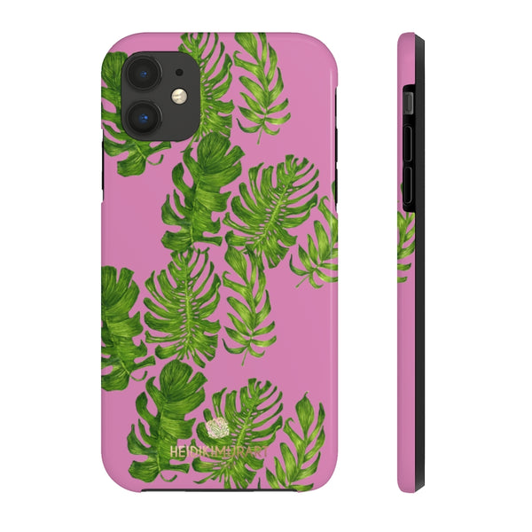 Pink Green Tropical Phone Case, Palm Leaf Print Case Mate Tough Phone Cases-Made in USA - Heidikimurart Limited 