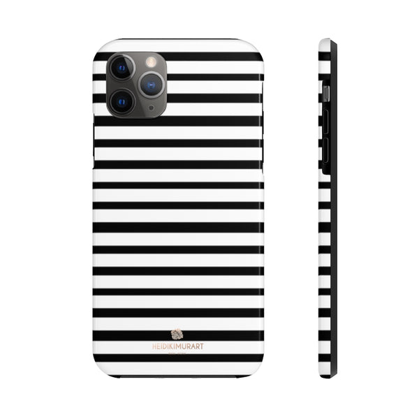 Black White Striped iPhone Case, Designer Case Mate Tough Samsung Galaxy Phone Cases-Phone Case-Printify-iPhone 11 Pro Max-Heidi Kimura Art LLC