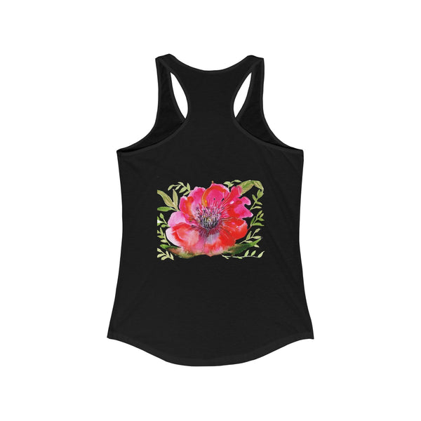 Red Designer Best Floral Women's Ideal Racerback Tank - Made in the USA-Tank Top-Heidi Kimura Art LLC Red Hibiscus Flower Tank Top, Red Designer Best Floral Women's Ideal Racerback Tank - Made in the U.S.A. (US Size: XS-2XL)