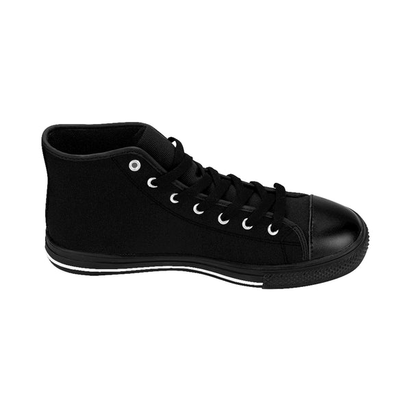 Outer Space Black Solid Color Women's High Top Sneakers Running Shoes-Women's High Top Sneakers-Heidi Kimura Art LLC Black Solid Color Women's Sneakers, Outer Space Black Solid Color Women's High Top Sneakers Running Shoes (US Size: 6-12)