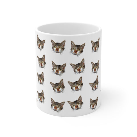 Cat Peanut Print Mug 11oz, Coffee Tea Ceramic Cup With Rounded Corners with C-Handle-Mug-Printify-11oz-Heidi Kimura Art LLC