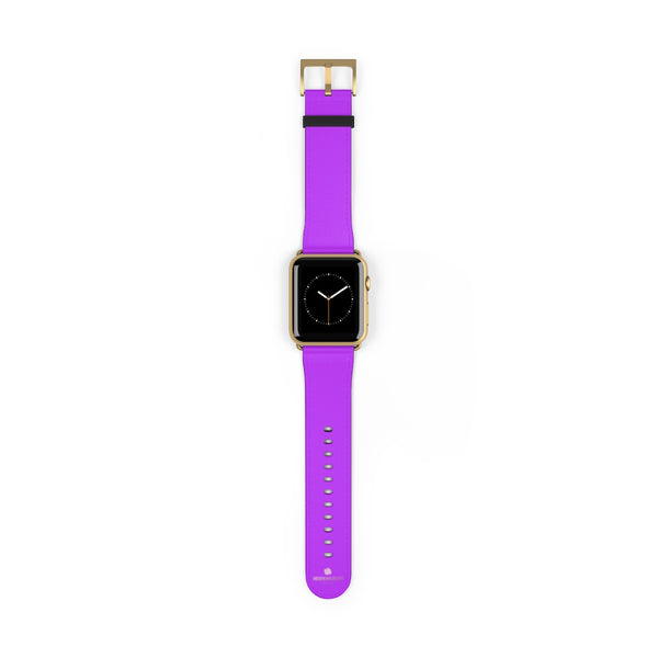 Purple Solid Color Print 38mm/42mm Watch Band For Apple Watches- Made in USA-Watch Band-42 mm-Gold Matte-Heidi Kimura Art LLC