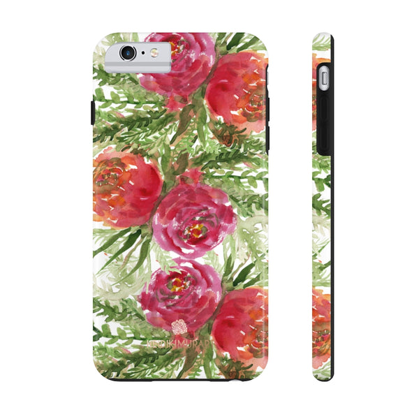 Red Orange Floral Print Phone Case, Flower Case Mate Tough Phone Cases-Made in USA - Heidikimurart Limited 