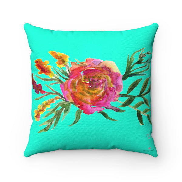 Spring Pink Rose Girlie Floral Wreath Spun Polyester Square Pillow Cover Set-Pillow-14x14-Heidi Kimura Art LLC