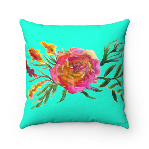Spring Pink Rose Girlie Floral Wreath Spun Polyester Square Pillow Cover Set-Pillow-14x14-Heidi Kimura Art LLC