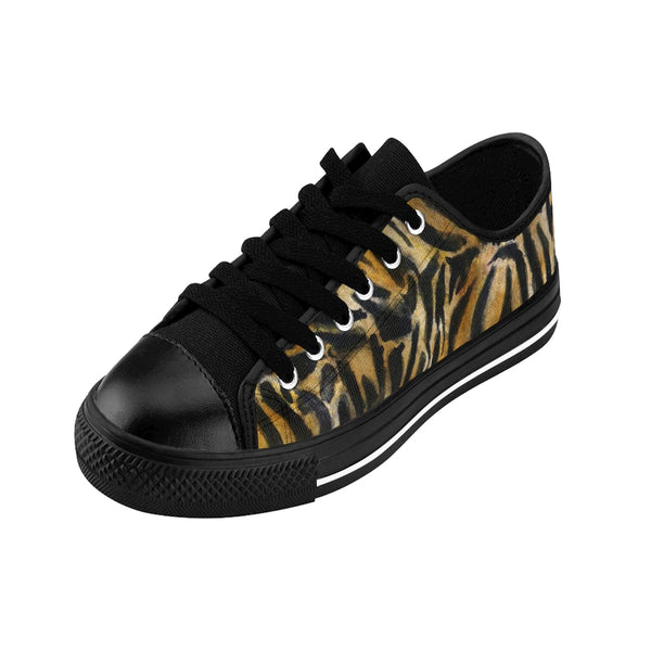 Brown Leopard Print Women's Sneakers, Brown Leopard Spots Animal Skin Print Designer Best Fashion Low Top Canvas Lightweight Premium Quality Women's Sneakers (US Size: 6-12)