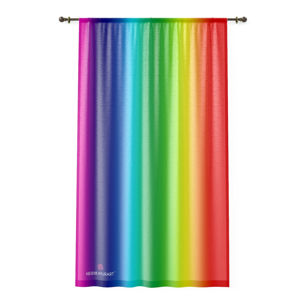 Bright Rainbow Ombre Window Curtain, 50" × 84" Sheer Curtain