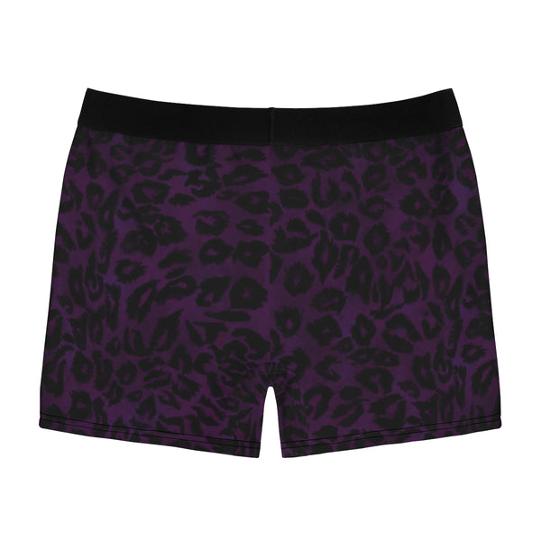 Purple Leopard Print Animal Premium Men's Boxer Briefs Underwear (US Size: XS-3XL)-Men's Underwear-Heidi Kimura Art LLC