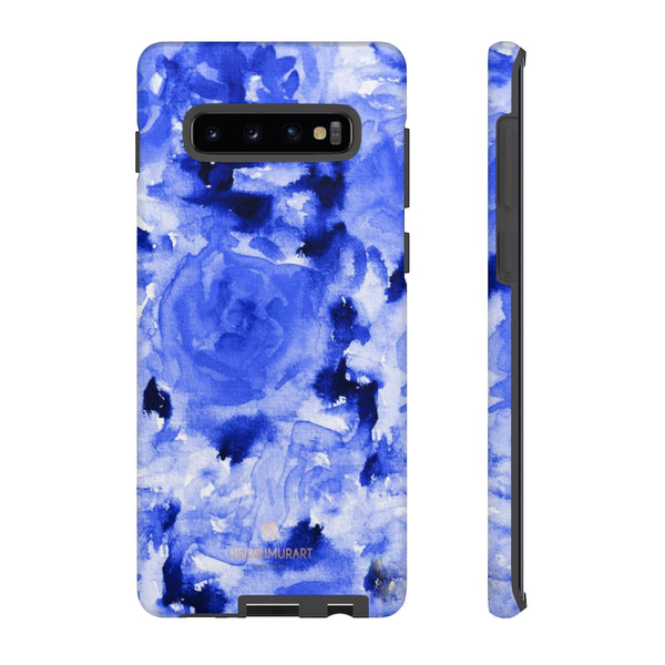Blue Floral Print Phone Case, Roses Tough Designer Phone Case -Made in USA-Phone Case-Printify-Samsung Galaxy S10 Plus-Matte-Heidi Kimura Art LLC