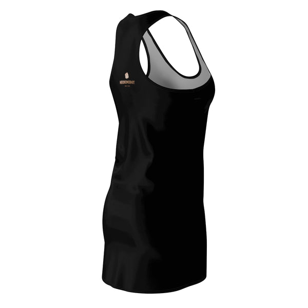 Black Solid Color Classic Women's Premium Quality Regular Fit Racerback Dress-Made in USA-Women's Sleeveless Dress-Heidi Kimura Art LLC