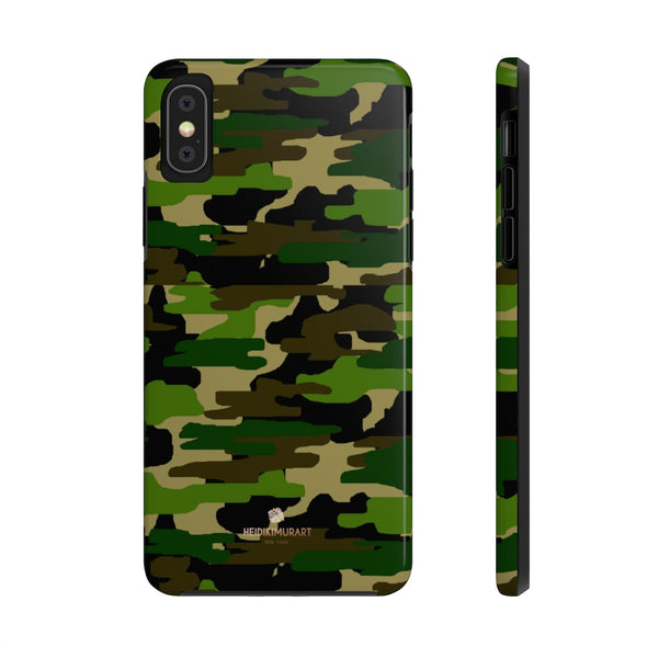 Classic Green Camo iPhone Case, Case Mate Tough Samsung Galaxy Phone Cases-Phone Case-Printify-iPhone X Tough-Heidi Kimura Art LLC