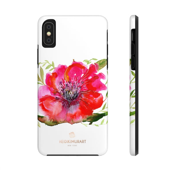 Red Hibiscus Floral Print Phone Case, Flower Case Mate Tough Phone Cases-Made in USA - Heidikimurart Limited 