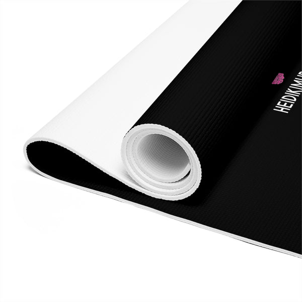 Black Color Foam Yoga Mat, Black Solid Color Modern Essential Stylish Lightweight 0.25" thick Best Designer Gym or Exercise Sports Athletic Yoga Mat Workout Equipment - Printed in USA (Size: 24″x72")